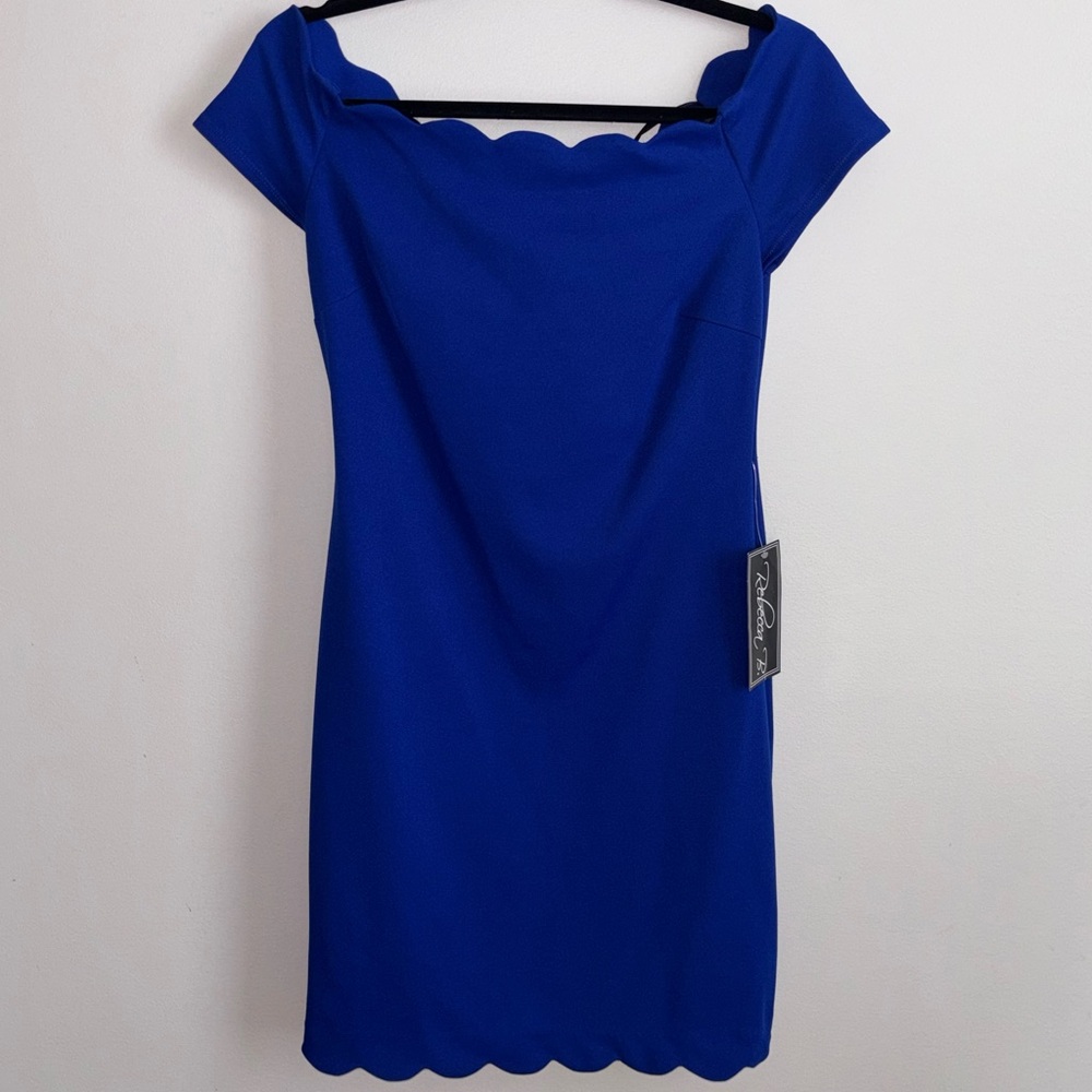 Rebecca B Royal Blue Scalloped Mini Dress